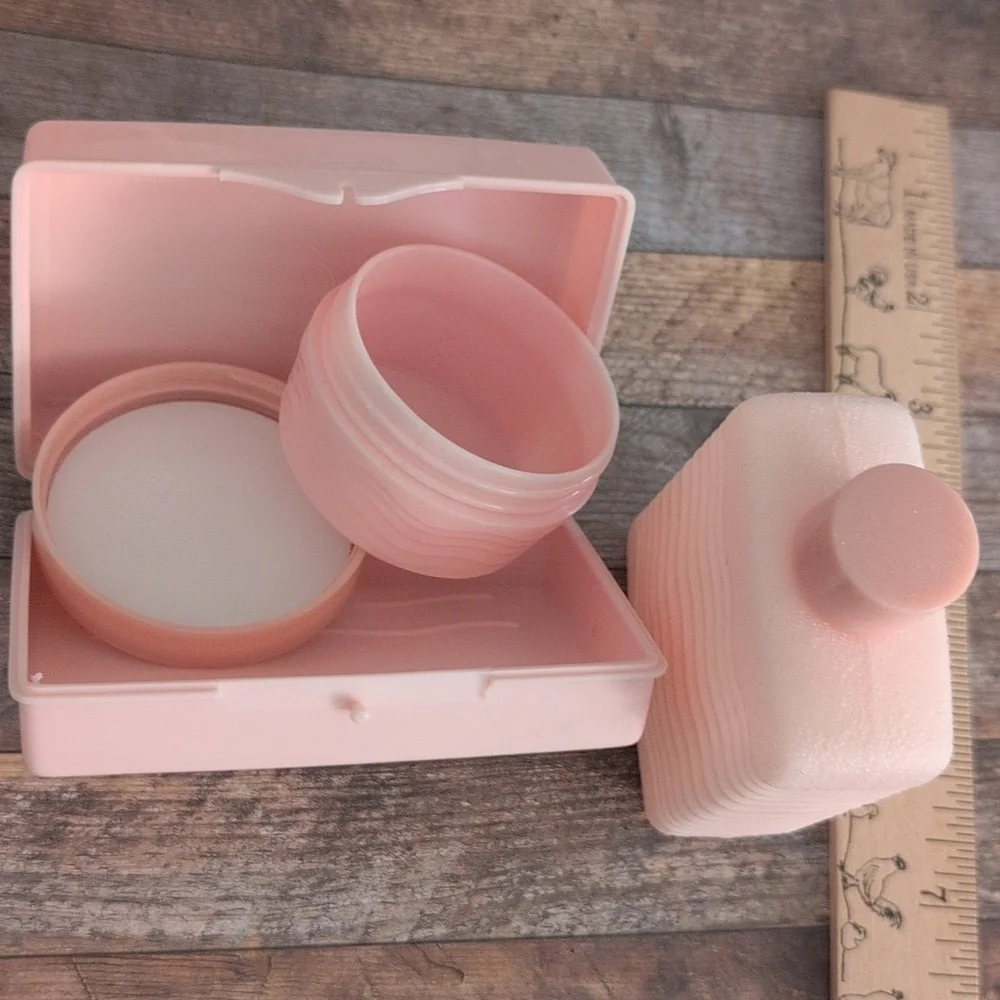 60s 70s Vintage Rare Pink Floral Cosmetic Toiletry Set Organizer New